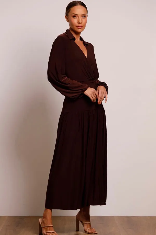 Pasduchas Equinox Collared Midi Dress - Cocoa