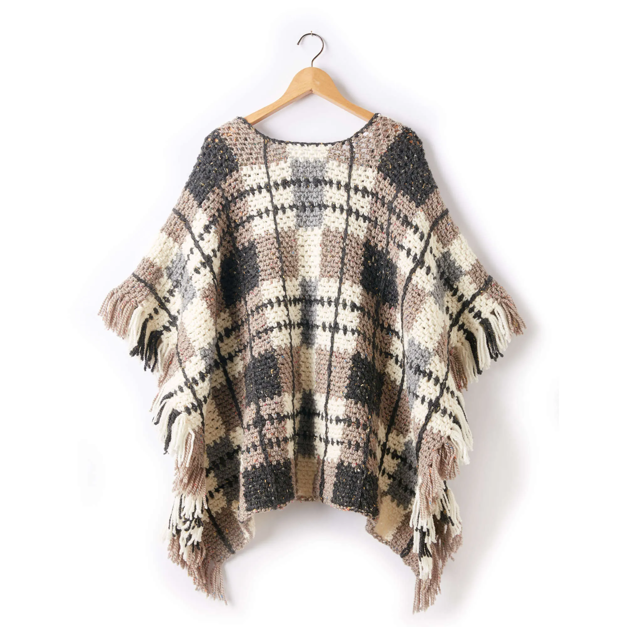 Patons Plaid Blanket Crochet Poncho