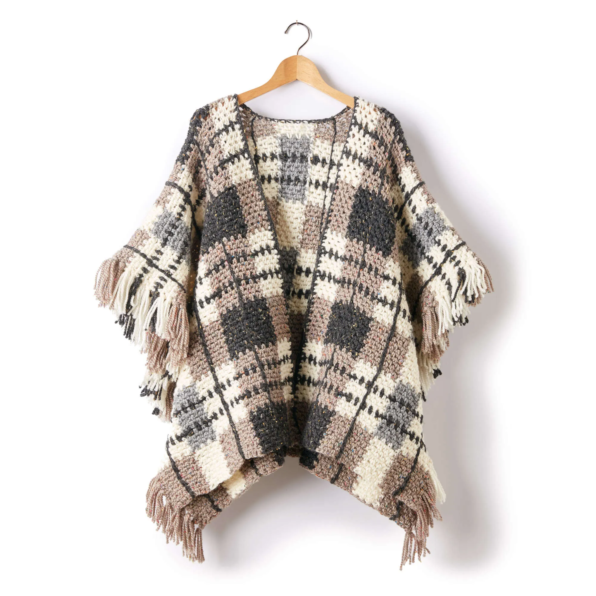 Patons Plaid Blanket Crochet Poncho