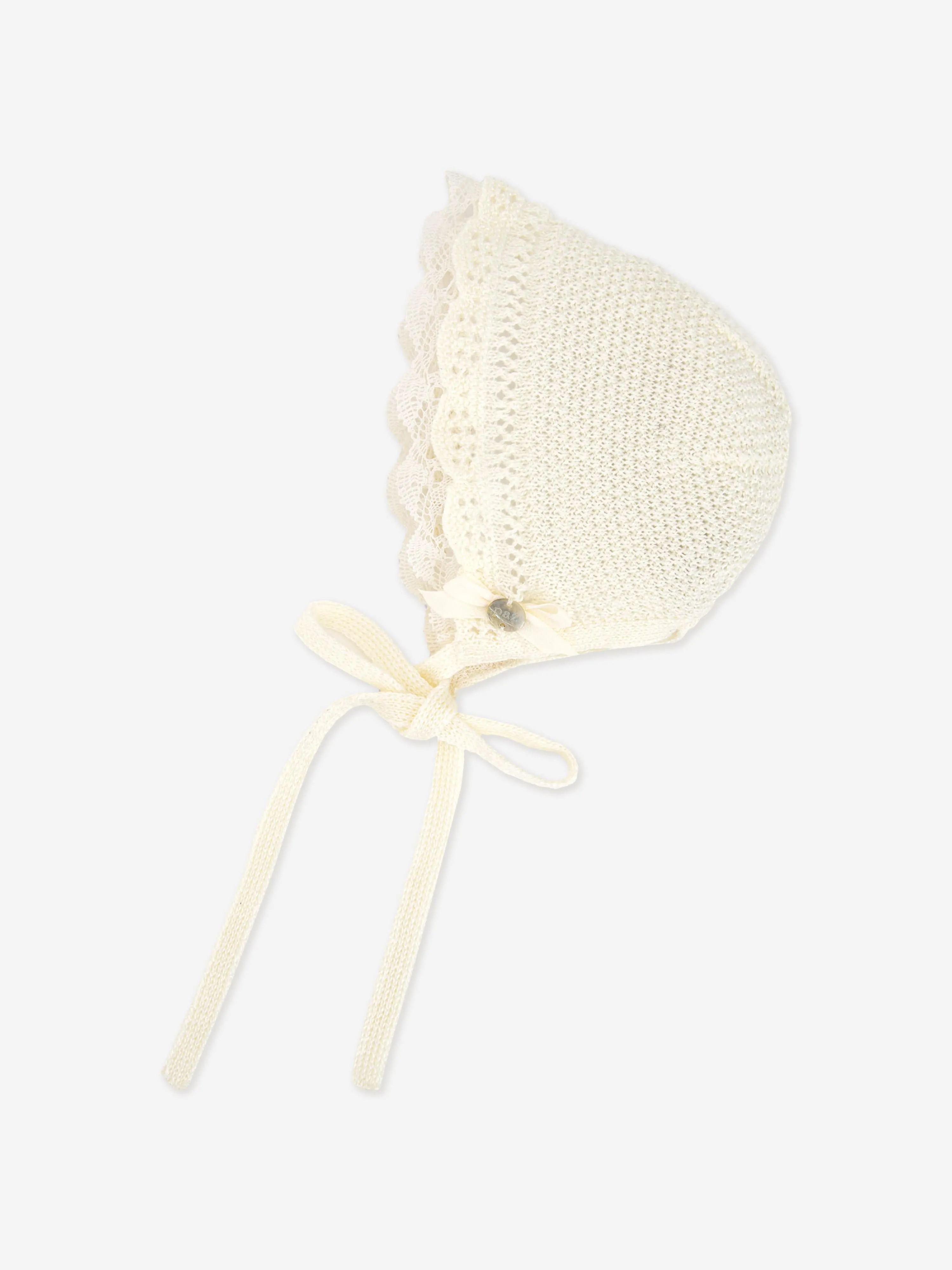 Paz Rodriguez Baby Knitted Bonnet in Ivory