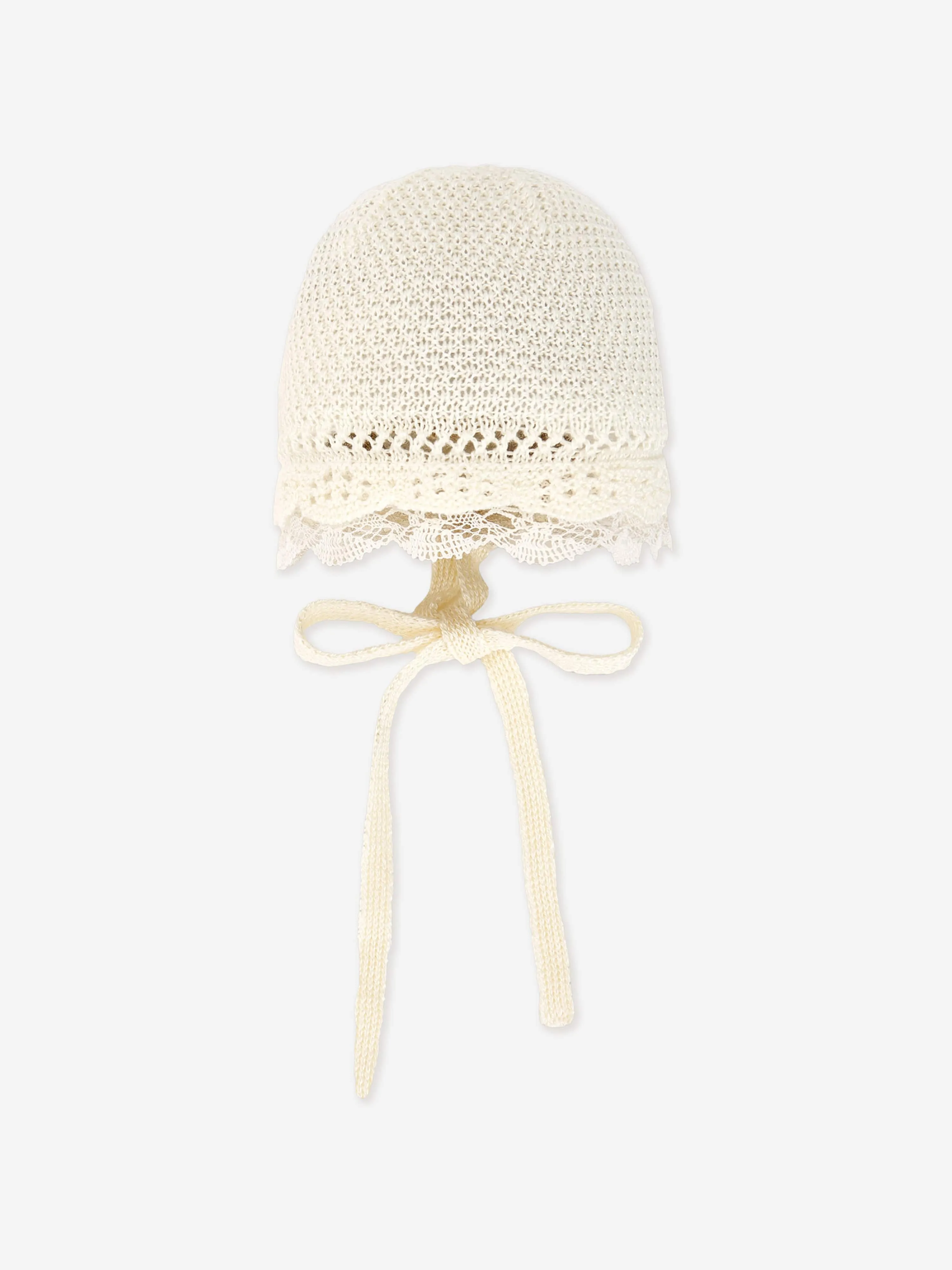 Paz Rodriguez Baby Knitted Bonnet in Ivory