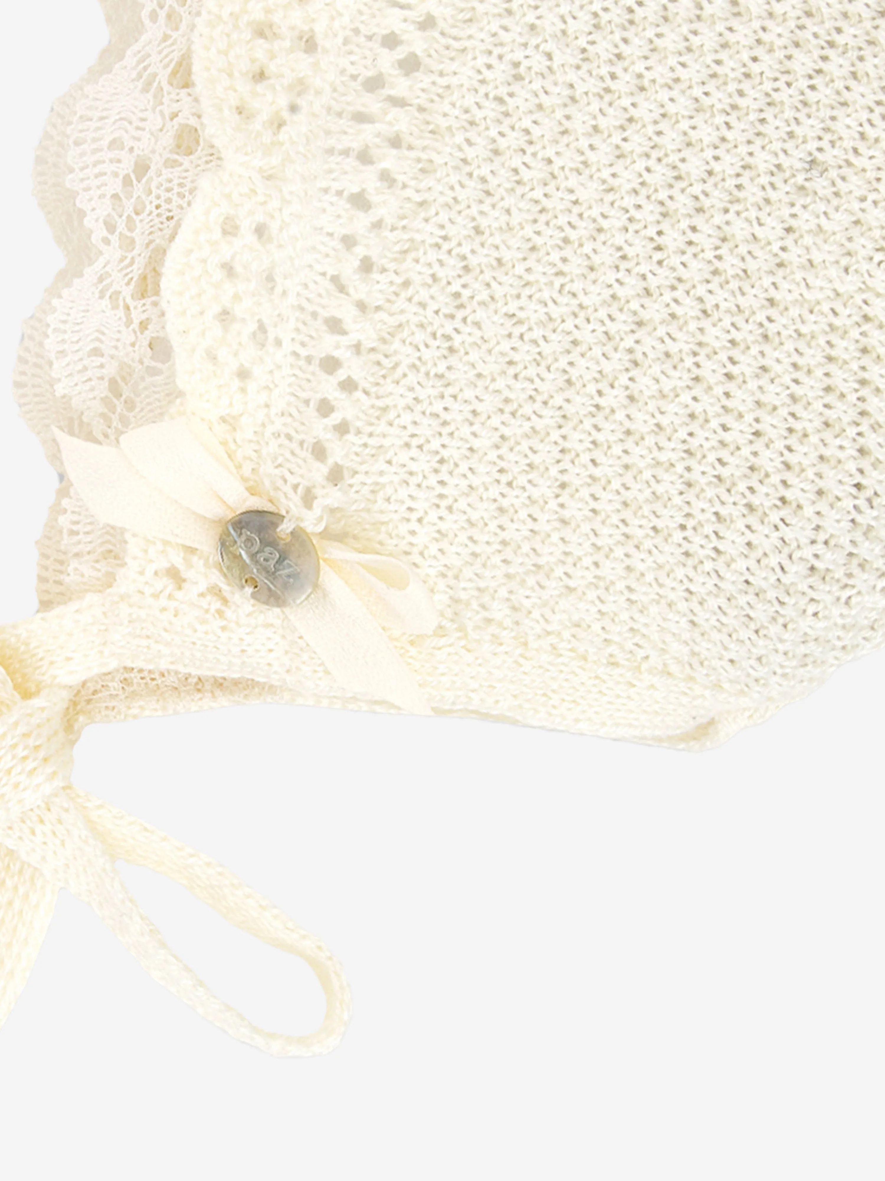 Paz Rodriguez Baby Knitted Bonnet in Ivory