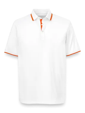 Performance Blend Three Button Polo - White/coral