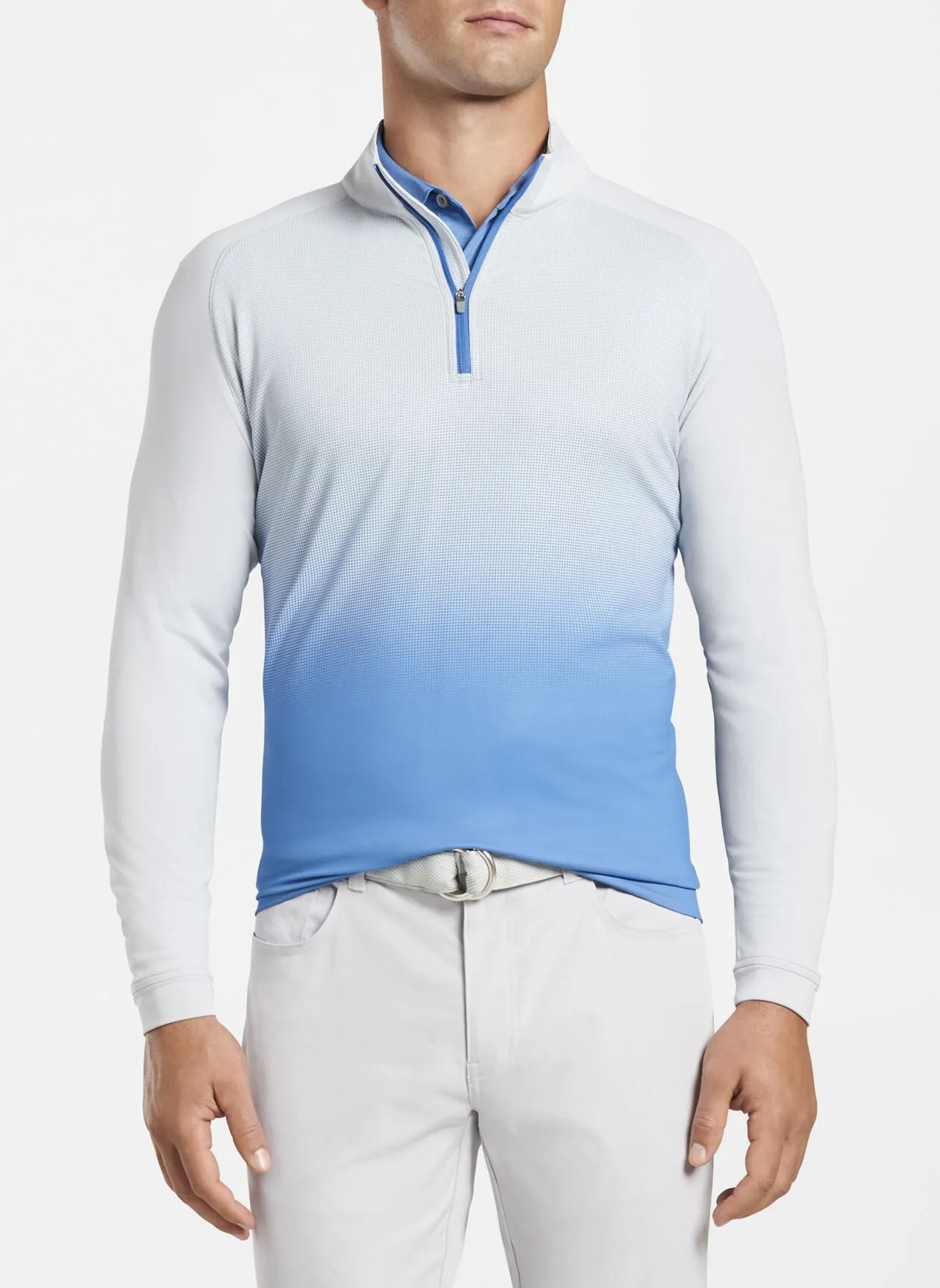 PERTH DIP-DYE PERFORMANCE QUARTER ZIP - BLUE RIVER