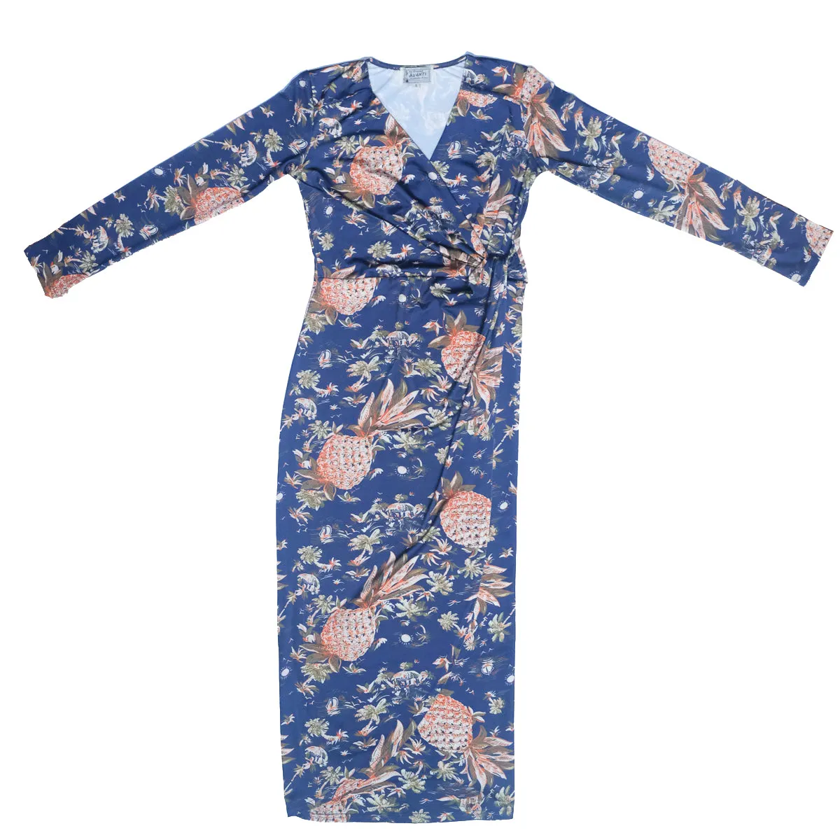 Pineapple Hut (Midi Wrap Dress) - Navy