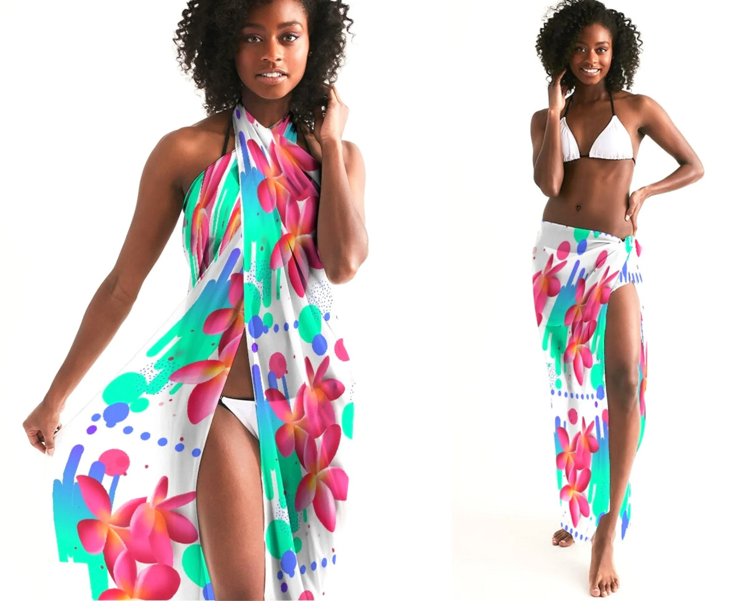 Pink Plumerias Tropical Swimsuit Cover Up