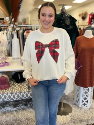 Plaid Bow Sweatshirt