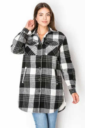 Plaid Long Sherpa Pocket Shacket