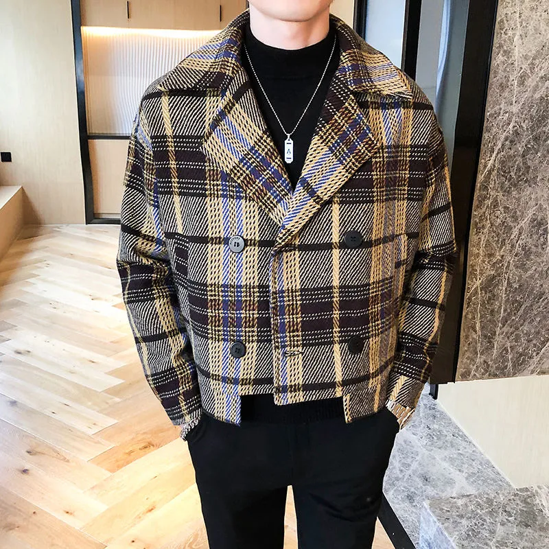 Plaid Polyester Wool Blend Jacket