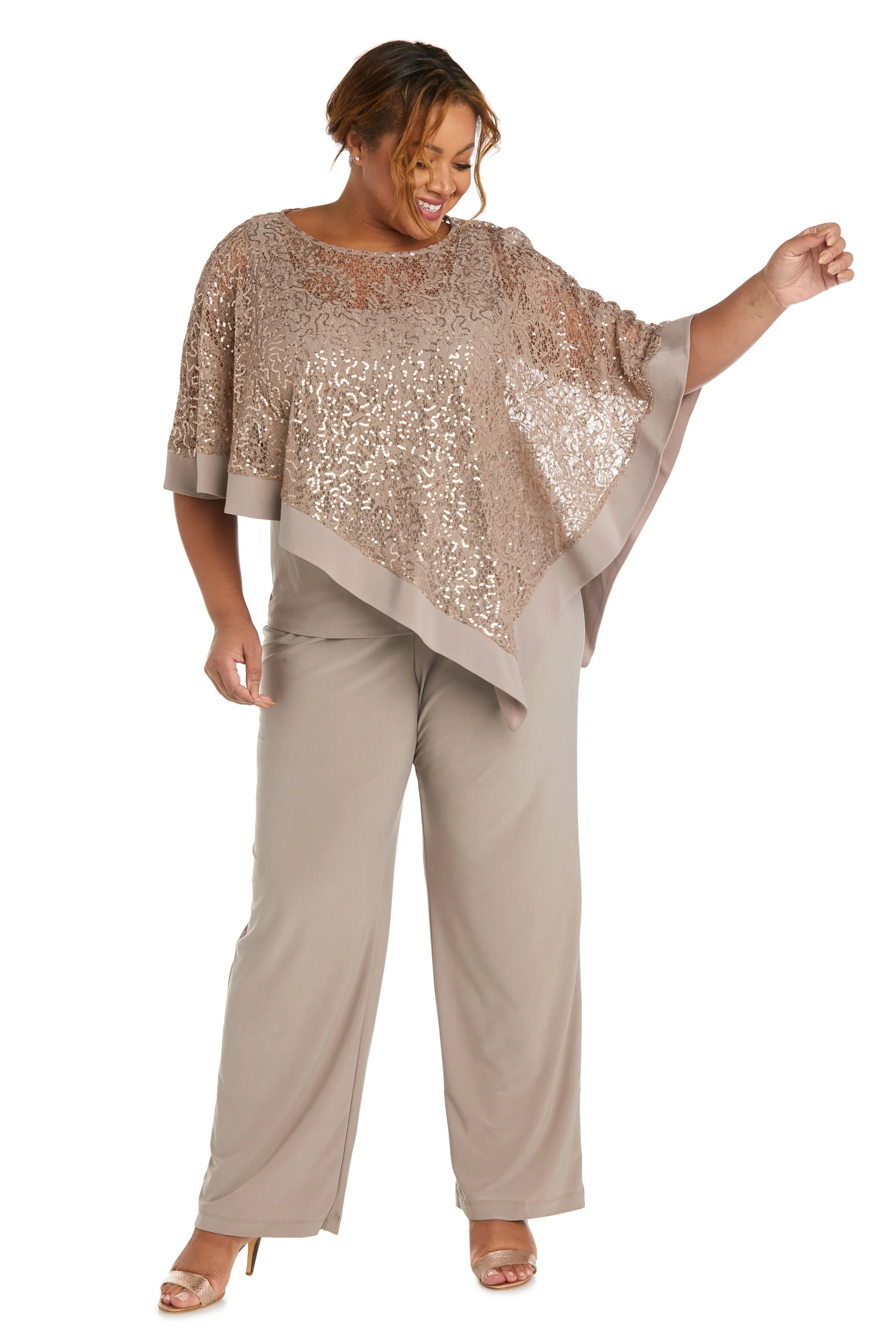 Plus Size Asymmetrical Twist Poncho Pant Set