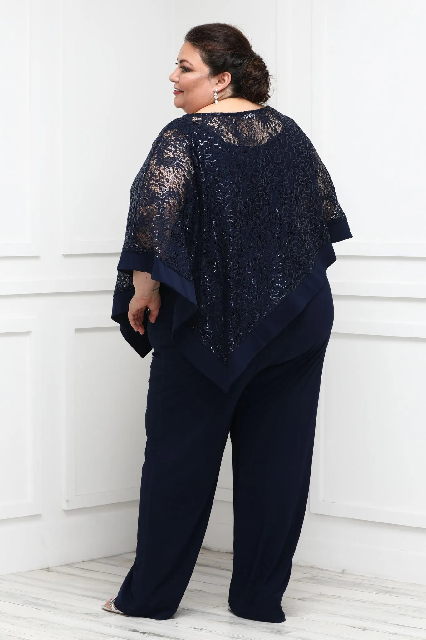 Plus Size Asymmetrical Twist Poncho Pant Set