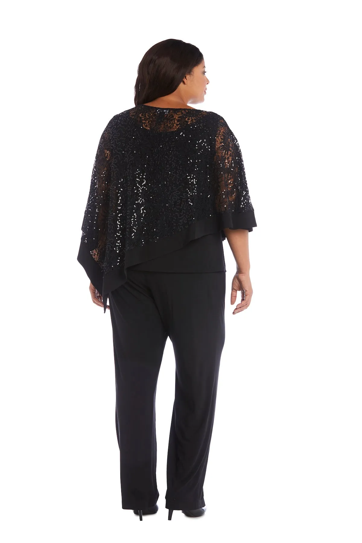 Plus Size Asymmetrical Twist Poncho Pant Set