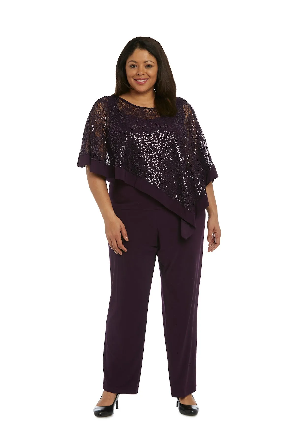 Plus Size Asymmetrical Twist Poncho Pant Set