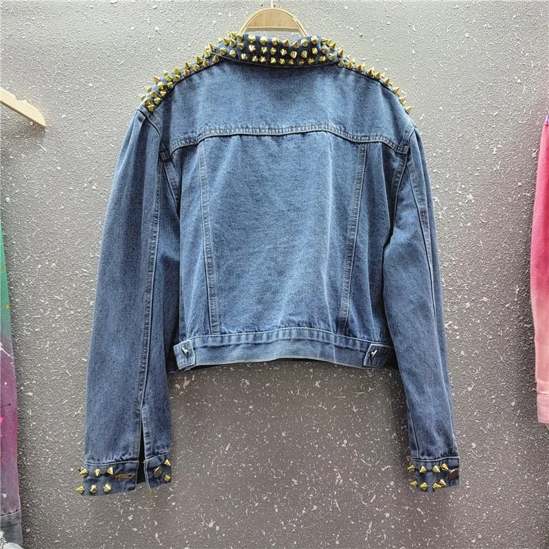 Pre Order:  Sequined Puff Sleeve Short Denim Jacket