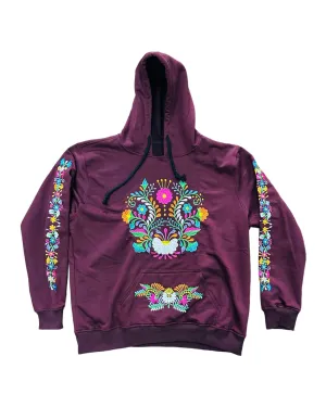 Puebla Embroidered Hoodie Burgundy