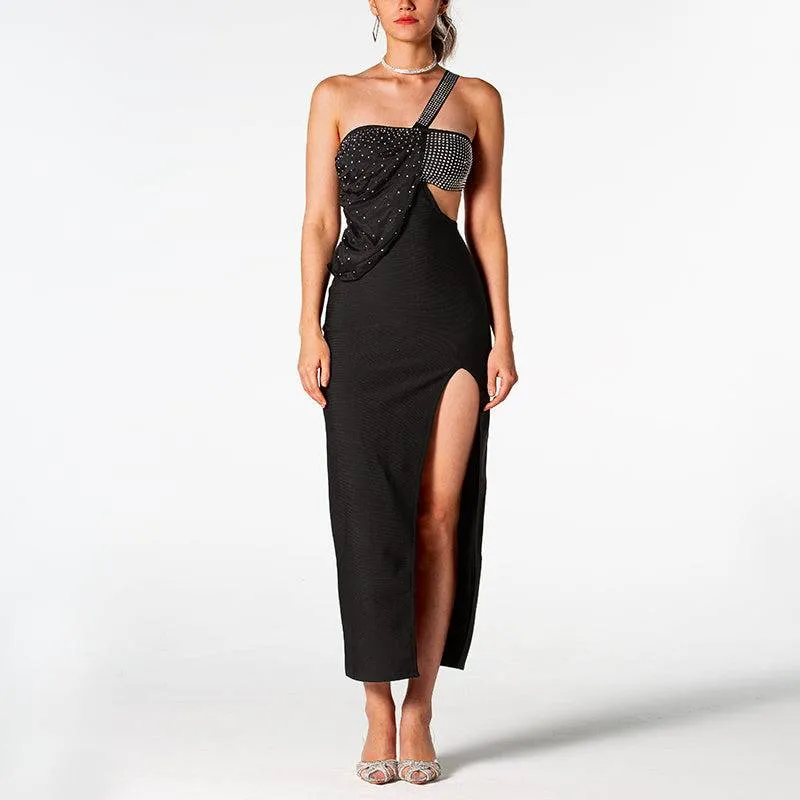 Raelyn One-Shoulder Cutout Split Midi Dress