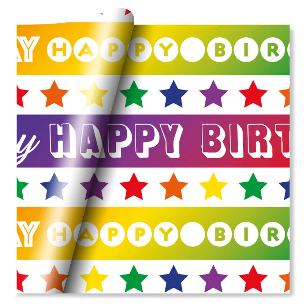 Rainbow Stars Happy Birthday Wrapping Paper - 1 Sheet - Each - 70cm