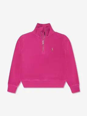 Ralph Lauren Girls Half Zip Sweatshirt in Pink