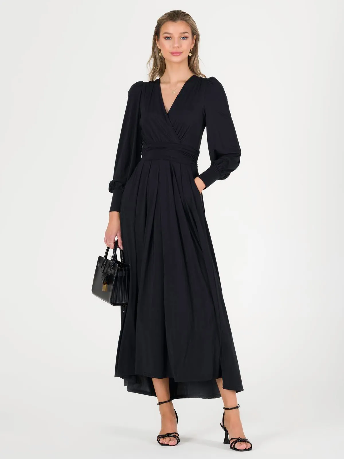 Rashelle Jersey Long Sleeve Maxi Dress, Black