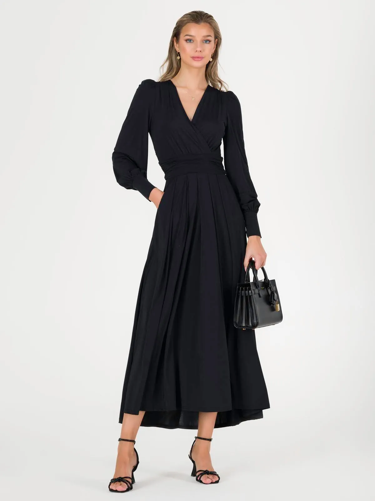 Rashelle Jersey Long Sleeve Maxi Dress, Black