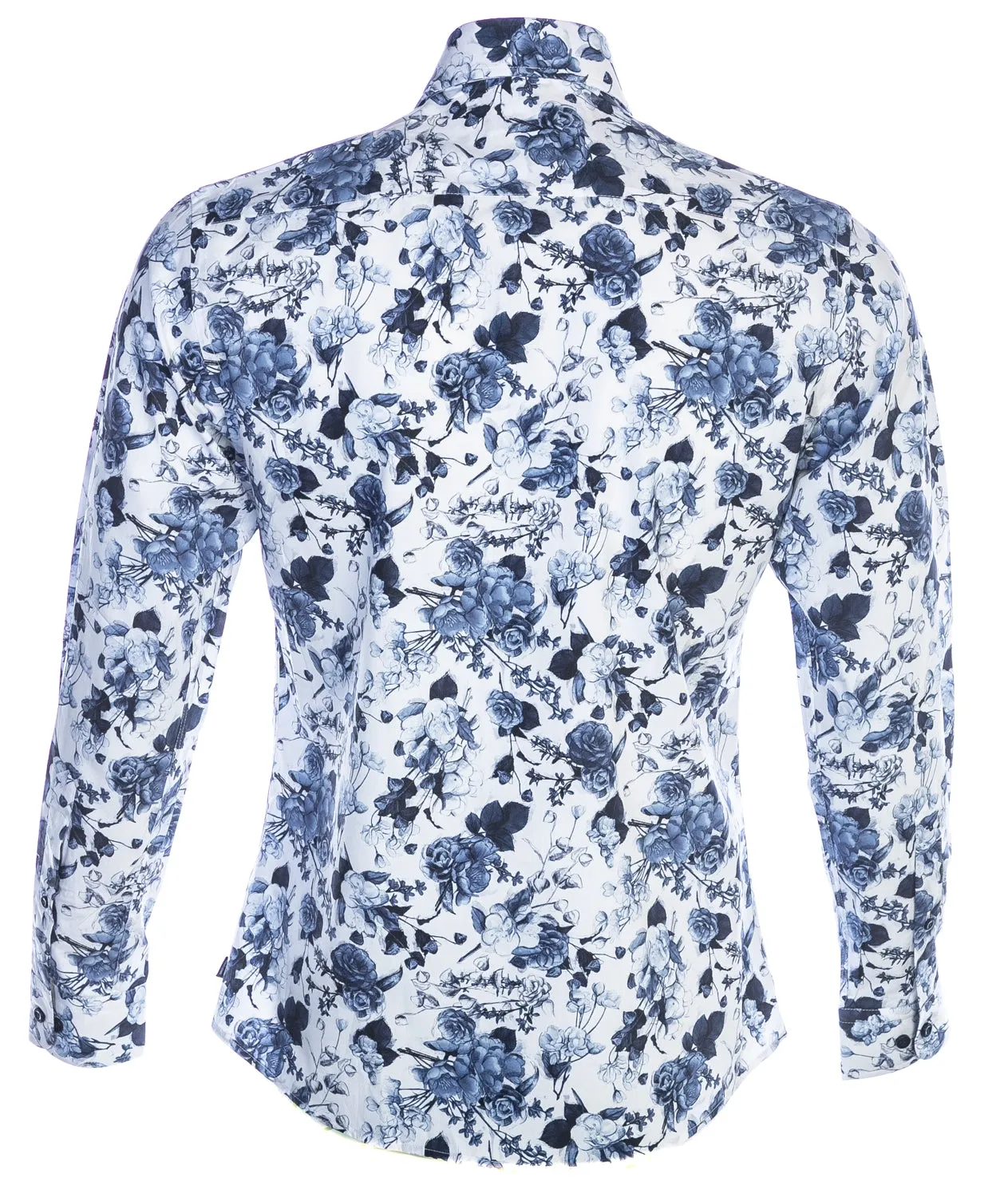 Remus Uomo Floral Print Shirt in White & Navy