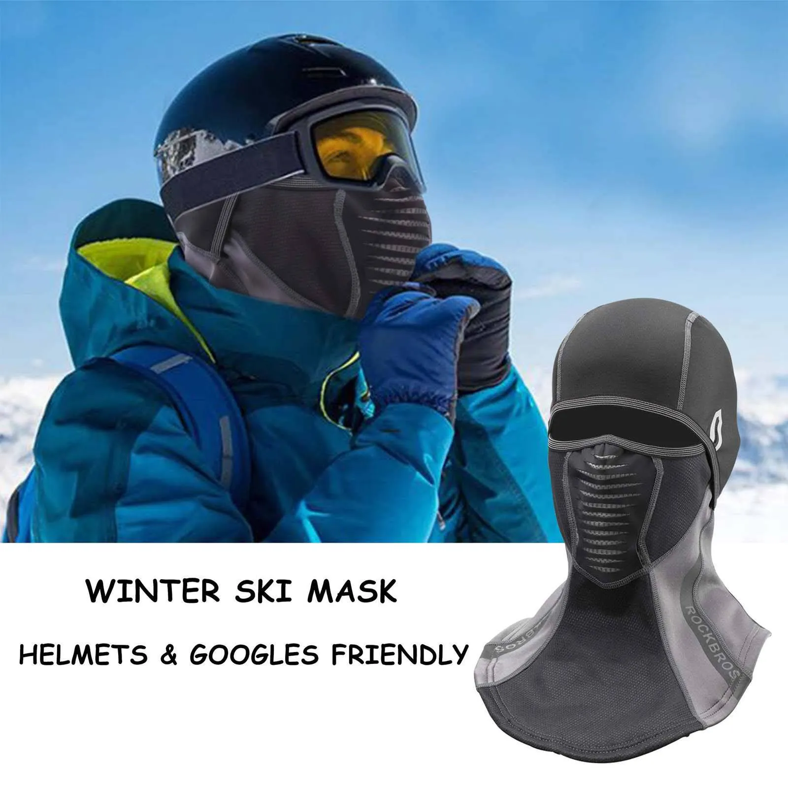 ROCKBROS Balaclava Winter Thermal Fahrrad Vollgesichtsmaske Sturmmaske