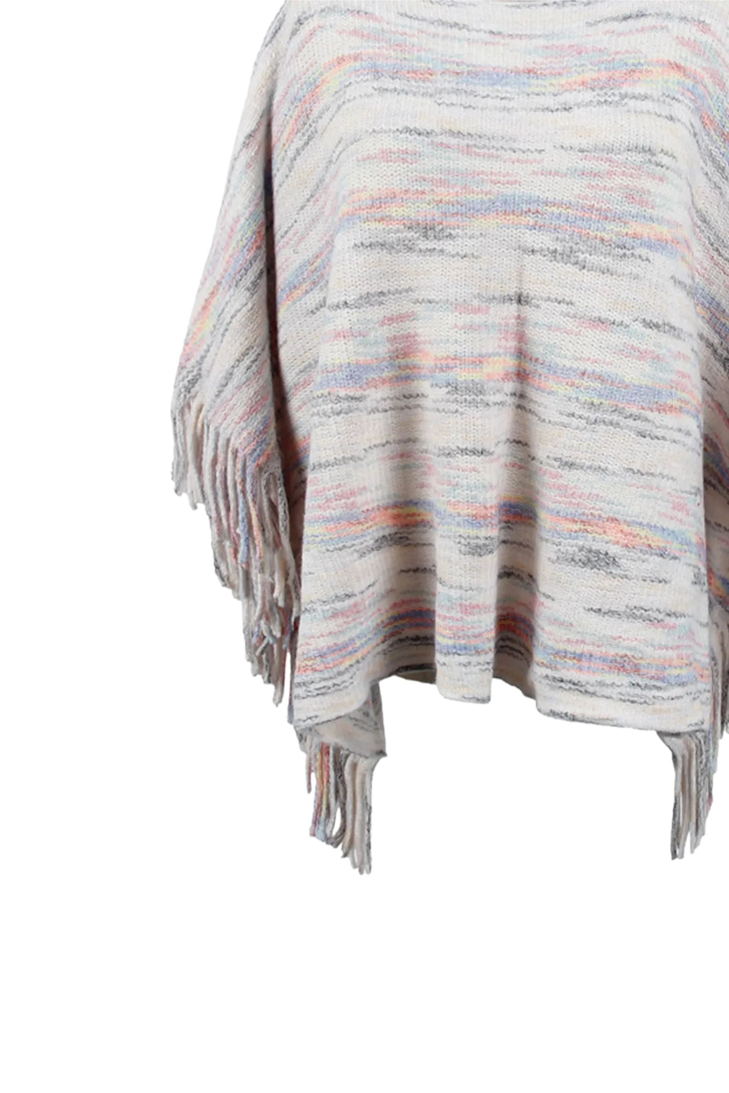 Round Neck Fringe Detail Sleeve Poncho