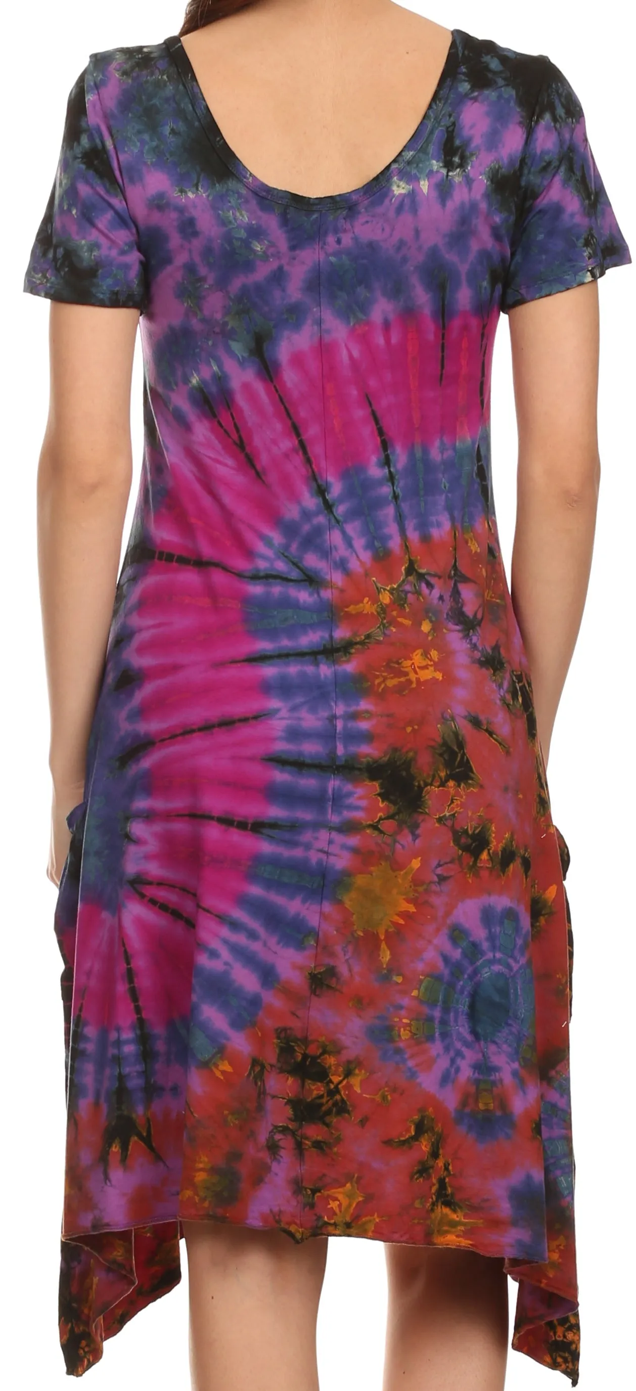 Sakkas  Clair Scoop Neck Cap Sleeve Tie Dye Dress