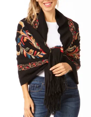 Sakkas Ginata Women's Large Casual Super Soft Embroidery Scarf Shawl Wrap Stole