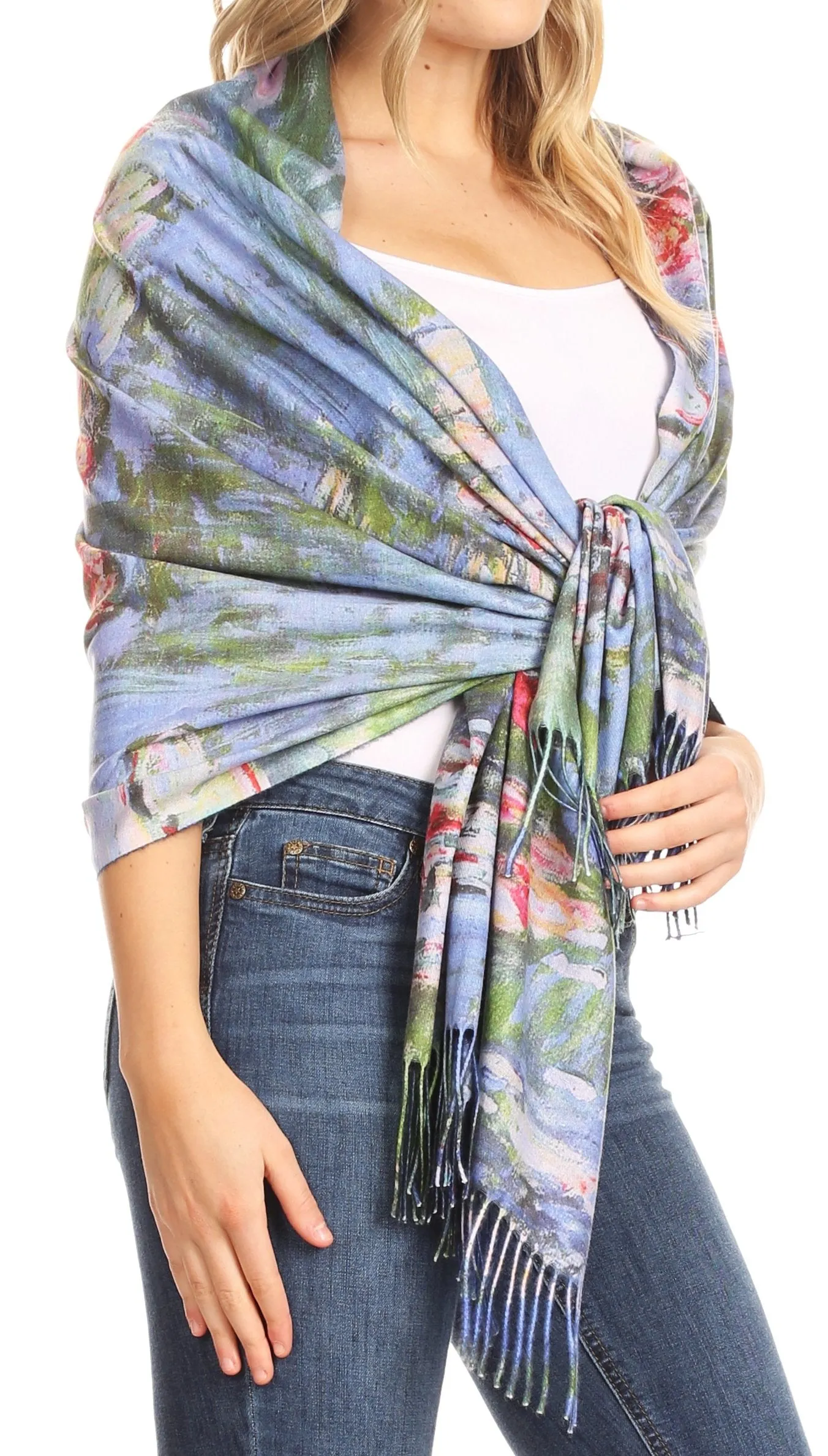 Sakkas Oria Women's Soft Lightweight Colorful Printed Shawl Scarf Wrap Stole