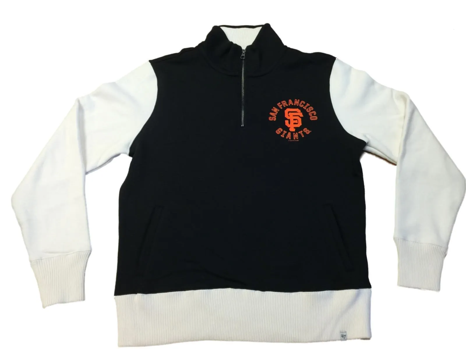 San Francisco Giants 47 Brand Black Ivory 1/4 Zip Up LS Pullover Sweatshirt (M)