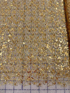 Sequin Metallic Dot Mesh Fabric- 54-inches Wide Gold Close-Out