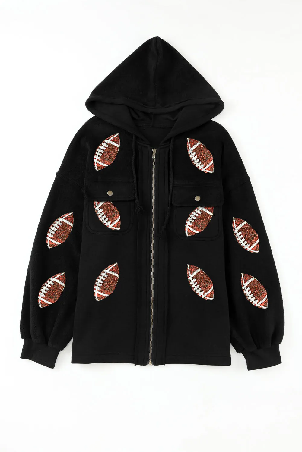 Sequined Football Hooded Jacket