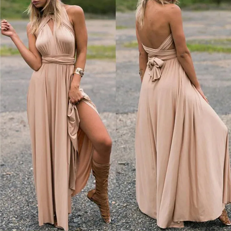 Sexy Women Multiway Wrap Convertible Boho Maxi Club Red Dress Bandage Long Dress