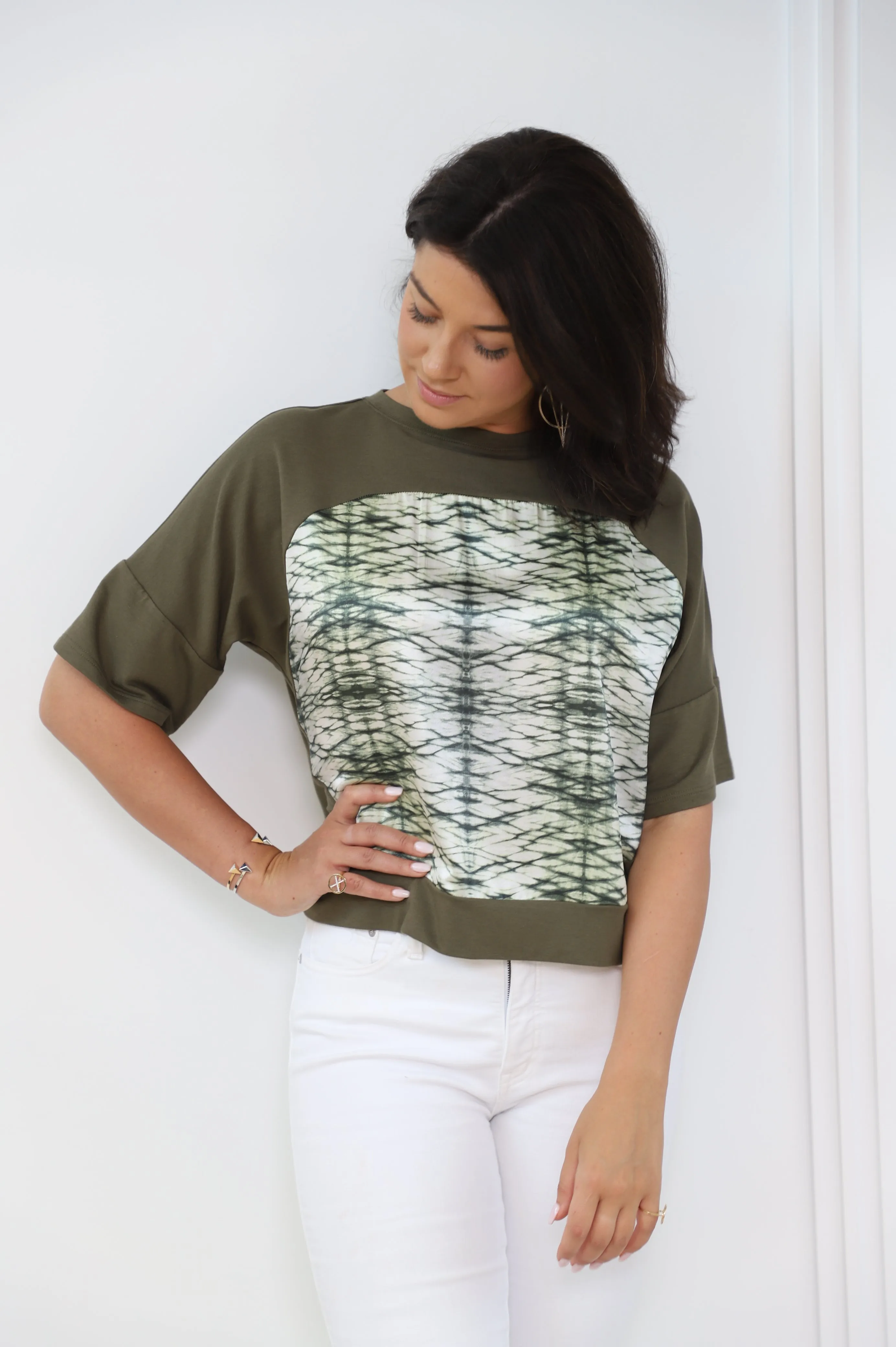 Short Sleeve Silk Sweatshirt Shibori Fatigue