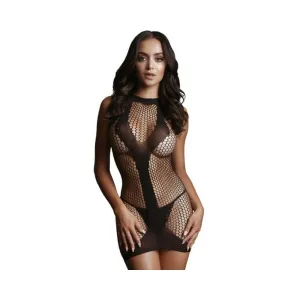 Shots Le Desir Net Contrast Mini Dress Black O/s