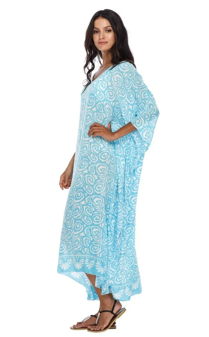 SHU-SHI Women's Long Beach Spiral Caftan Tunic Dress - Swimsuit Cover-Up Loose Poncho