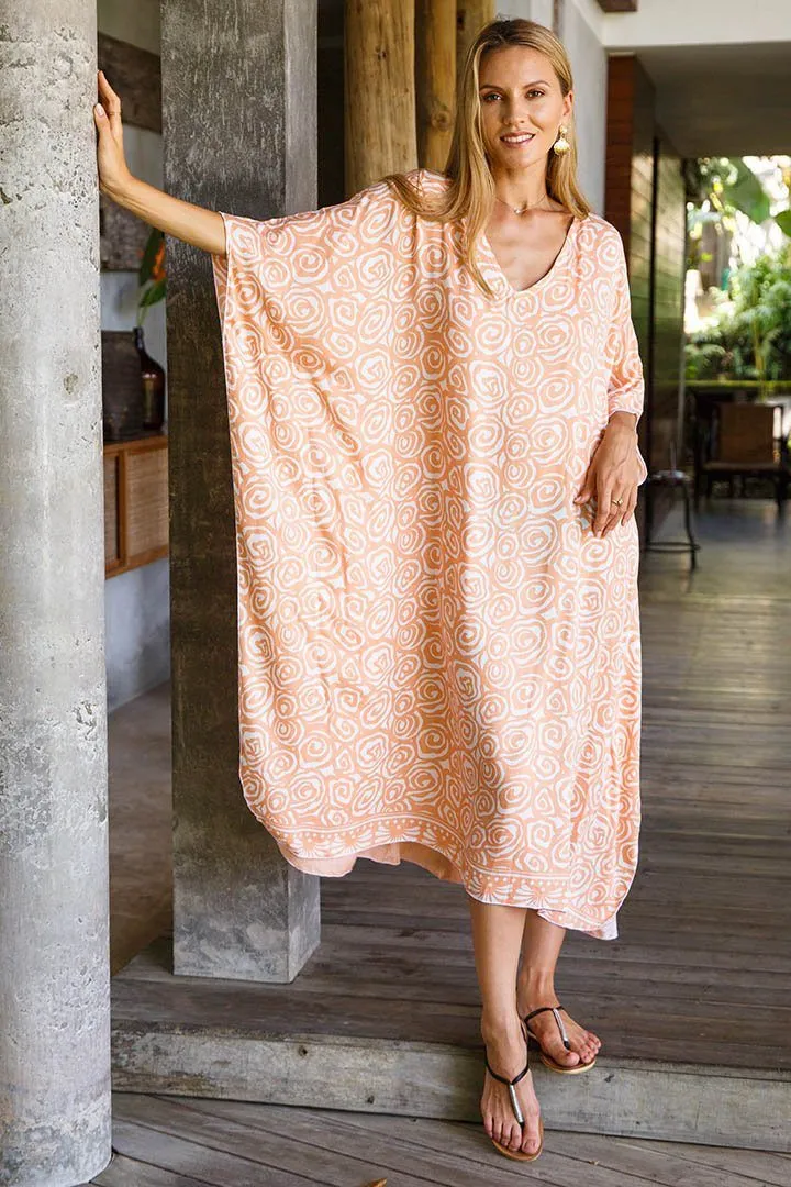 SHU-SHI Women's Long Beach Spiral Caftan Tunic Dress - Swimsuit Cover-Up Loose Poncho