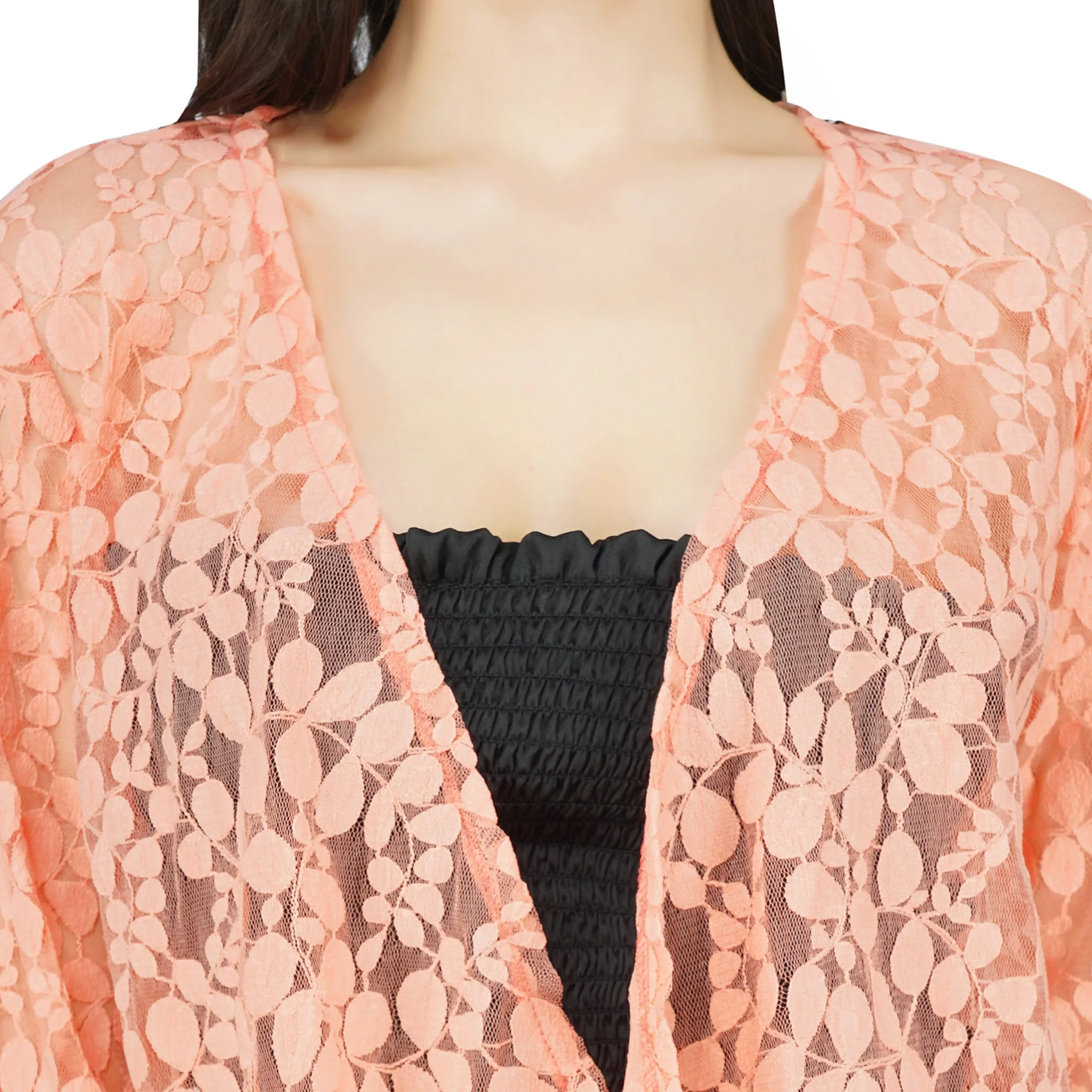 SLAY. Women's Coral Floral Texture Schiffli Pullover