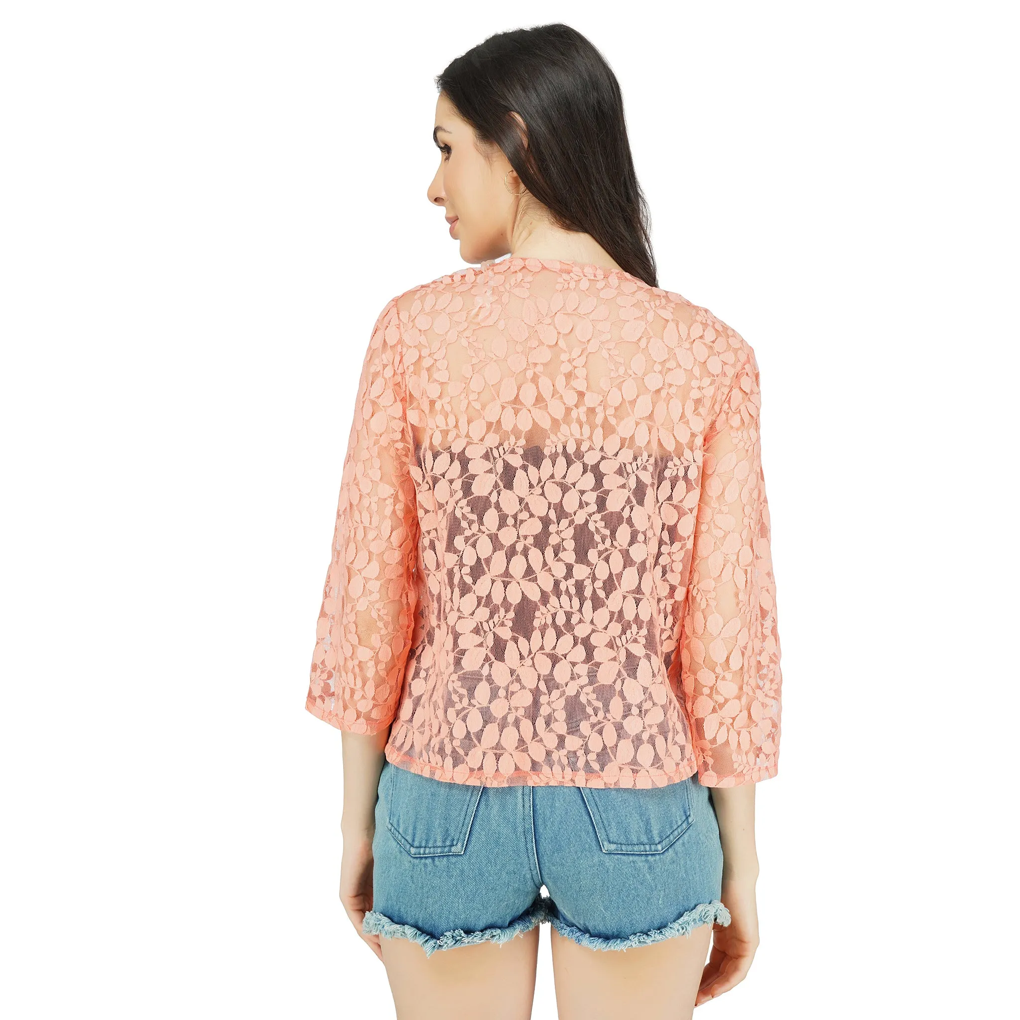 SLAY. Women's Coral Floral Texture Schiffli Pullover