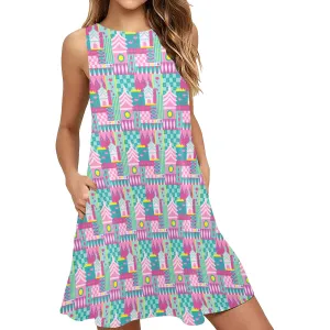 Small World Sleeveless A-Line Pocket Dress