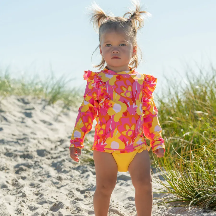 Snapper Rock Pop Of Sunshine Long Sleeve Ruffle Set G52017L - Red