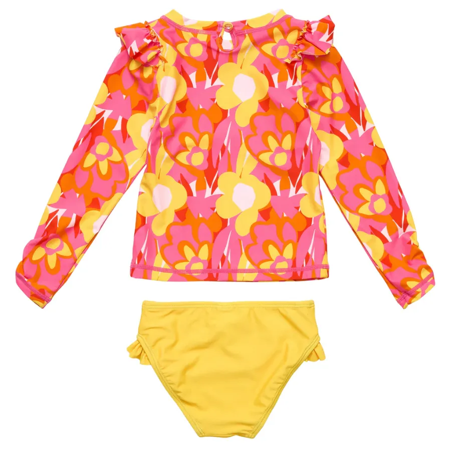 Snapper Rock Pop Of Sunshine Long Sleeve Ruffle Set G52017L - Red