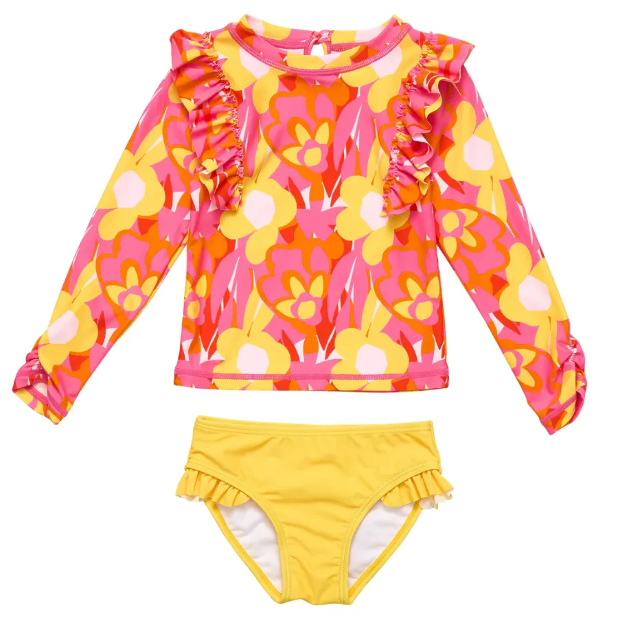 Snapper Rock Pop Of Sunshine Long Sleeve Ruffle Set G52017L - Red