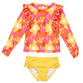 Snapper Rock Pop Of Sunshine Long Sleeve Ruffle Set G52017L - Red