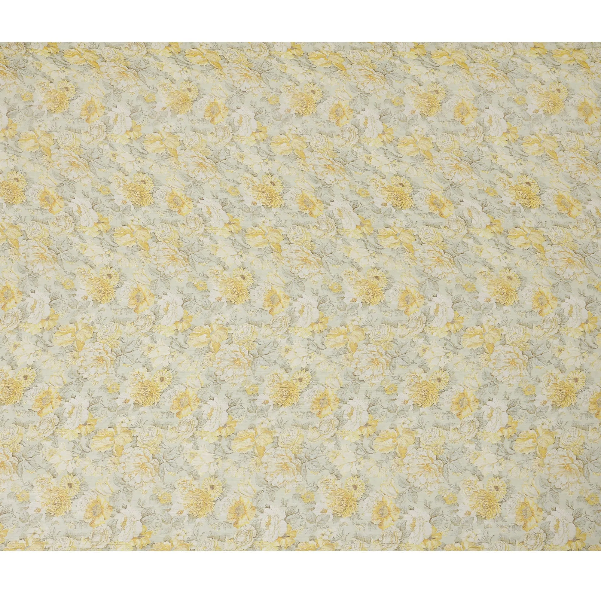 Soft Yellow Synthetic Crepe Fabric with Floral Design, 110 cm Width-D20684