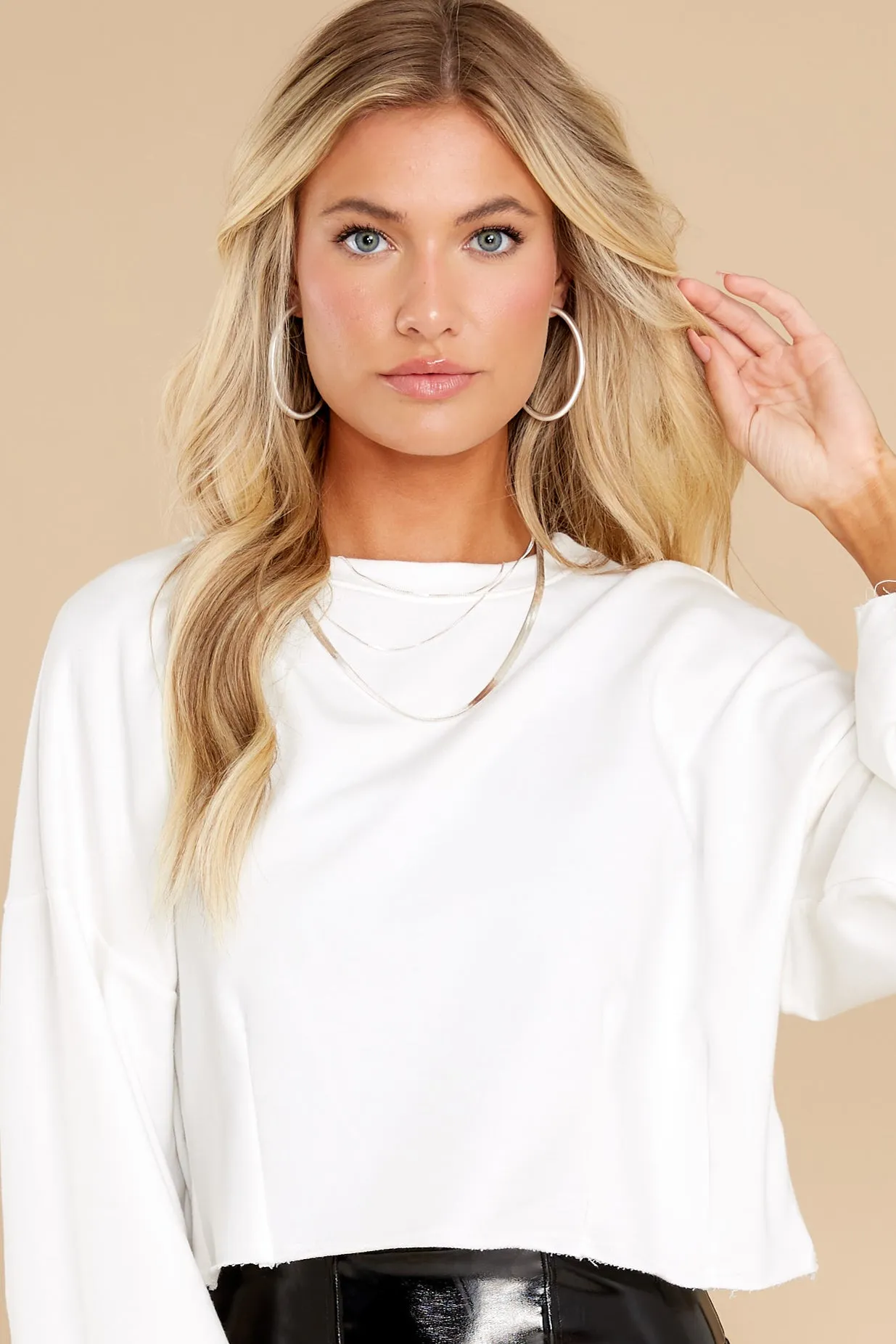 Something Good Ivory Crop Sweatshirt