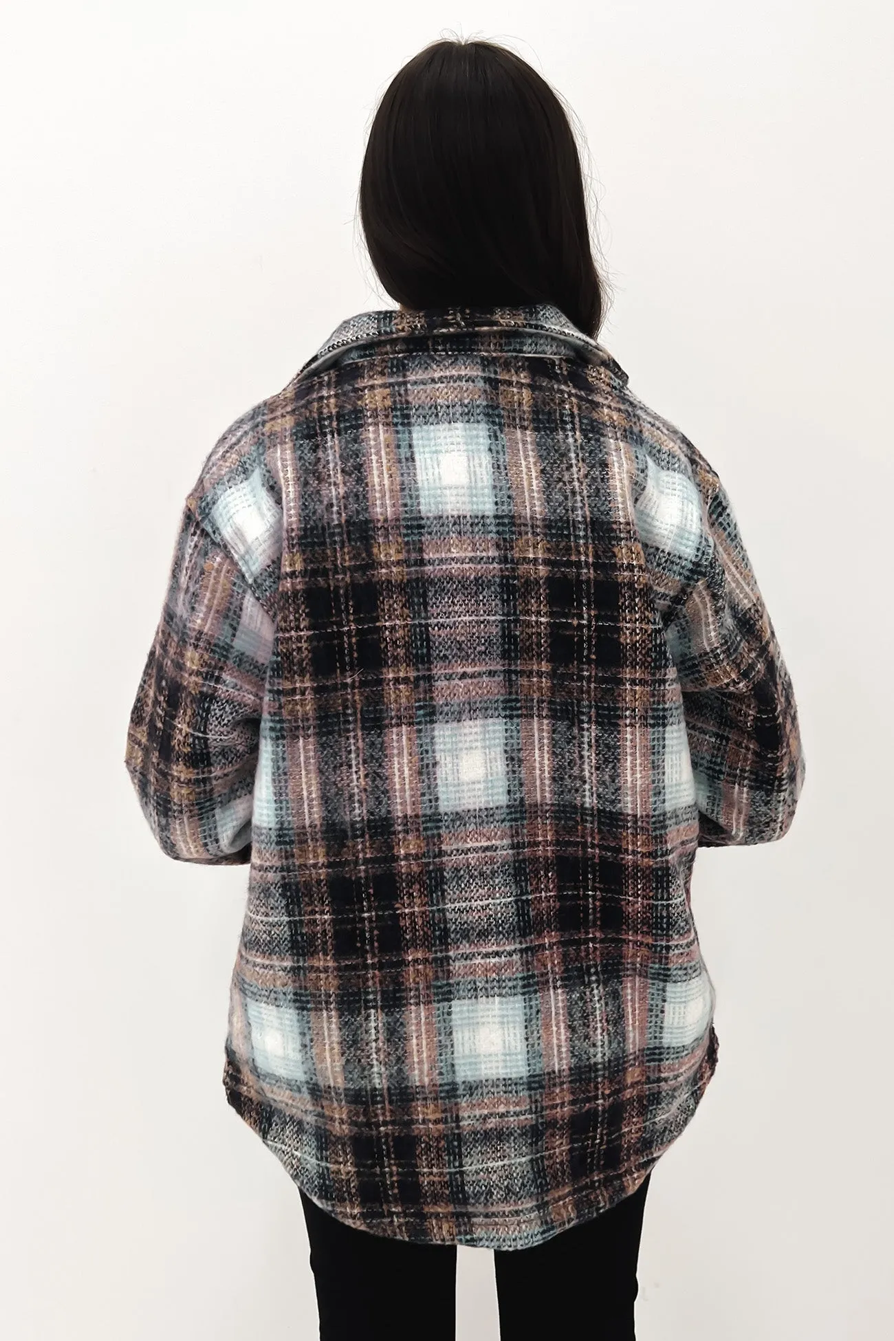 Sonnie Check Shacket Blue