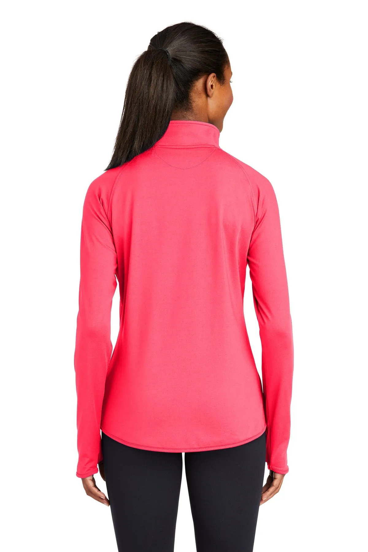 Sport-Tek Ladies Sport-Wick Stretch Customized 1/2-Zip Pullovers, Hot Coral