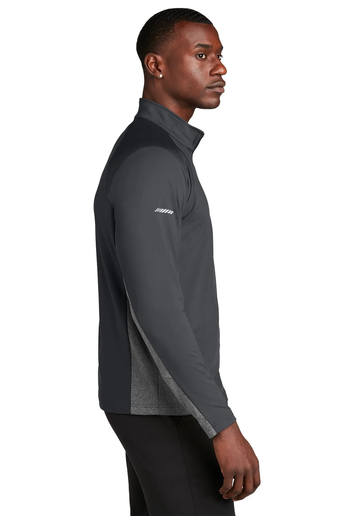 Sport-Tek Sport-Wick Stretch Contrast Customized 1/2-Zip Pullovers, Charcoal Grey/ Charcoal Grey Heather